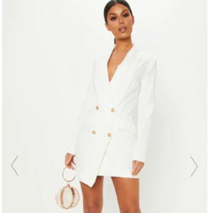 WHITE GOLD BUTTON BLAZER DRESS